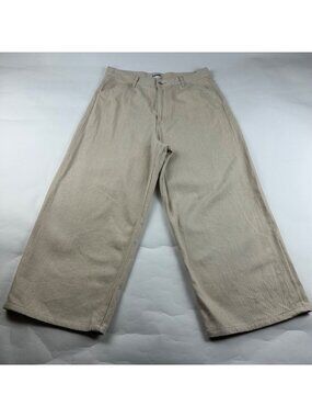 Weekday Flax Astro Linen Blend Wide Leg Trouser Pant 30 UNISEX